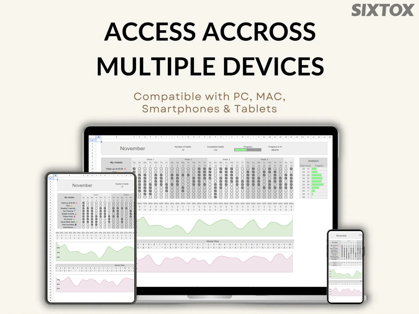Habit Tracker for Excel & Google Sheets