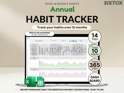 Habit Tracker for Excel & Google Sheets